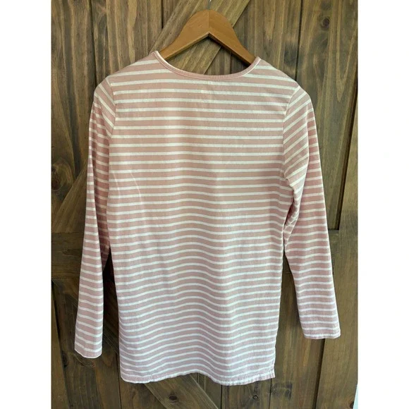 Marleylilly Pink White Striped Long Sleeve Crewneck Tunic Shirt Women's Medium - Picture 2 of 4